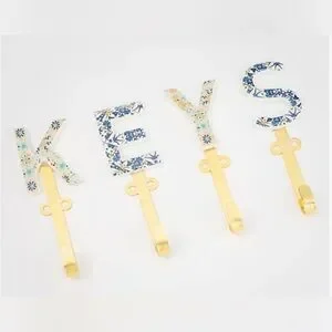 Floral Gold Wall Hooks for Keys