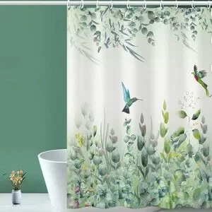 Floral Hummingbird Shower Curtain