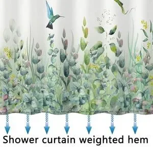 Floral Hummingbird Shower Curtain