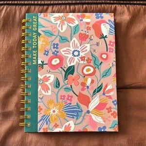 Floral Spiral Notebook with Green Accent