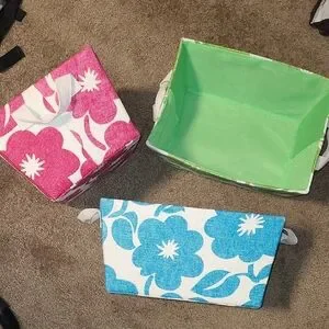 Floral Storage Bins Set - Pink Green Blue Interiors