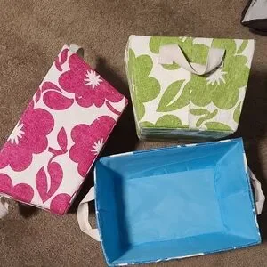Floral Storage Bins Set - Pink Green Blue Interiors