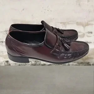 Florsheim Dress Casual Slip-on Tassel Loafers Burgundy Men's 11 D Leathe…