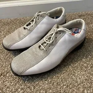 FootJoy LoPro Women's Leather Golf Shoes 97208 Snake Taupe & White Size 7.5M