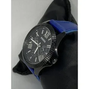 Fossil AM4591 Women's Blue Leather Analog Black Dial Quartz Genuine Watch XX353