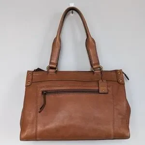 Fossil Genuine Leather Satchel Briefcase Laptop Top-Handle Bag Chestnut Brown