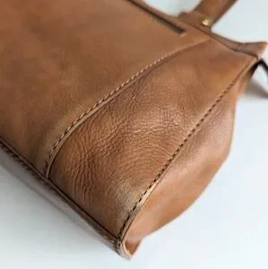 Fossil Genuine Leather Satchel Briefcase Laptop Top-Handle Bag Chestnut Brown
