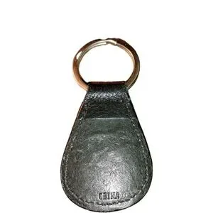 FOSSIL Keyring Black Leather Authentic Keychain GUC