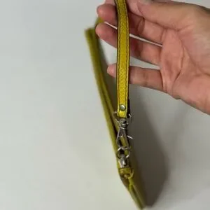 Fossil Leather Flower Applique Wristlet Mustard Yellow
