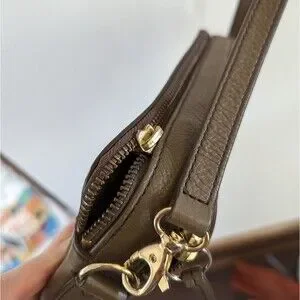 Fossil Leather Mushroom Brown Toaster Crossbody Purse