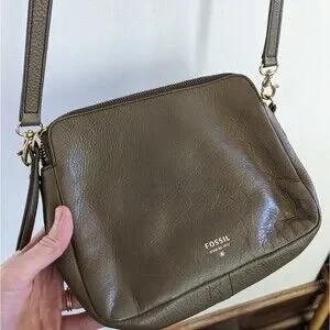Fossil Leather Mushroom Brown Toaster Crossbody Purse