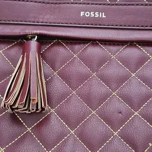 Fossil Sherri Burgundy Quilted Laptop Backpack
