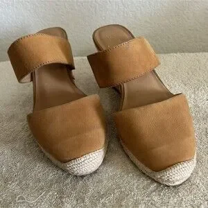 Franco Sarto Women's 9M Tan And Cream Closed Round Toe Espadrille Wedge Heel