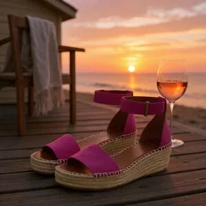 Franco Sarto Women's Pela Espadrille Wedge Sandal SZ 9.5 M FUSHIA PINK Orchid