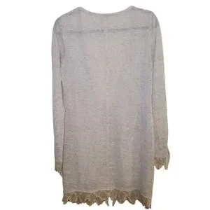 Free People Cardigan Boho Cottagecore Linen Blend Button Front Sweater Women's S