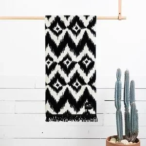 Free People-Slowtide Tassel Beach Towel-Black And White