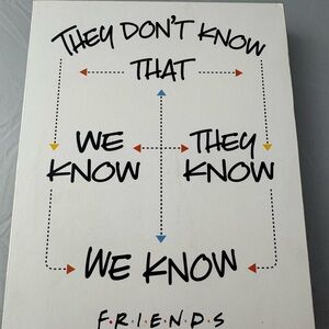 FRIENDS Tv Show Sign They Don’t Know That We Know They Know We Know 8 x 10