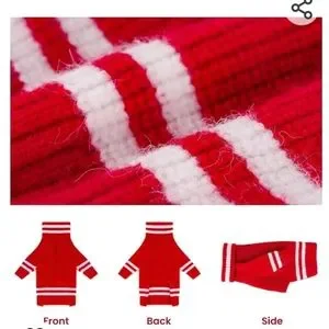 Frienperro Dog Turtleneck Striped Red/White Sweater Size XS