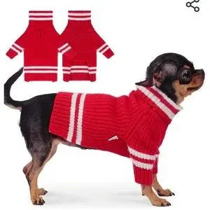 Frienperro Dog Turtleneck Striped Red/White Sweater Size XS