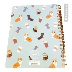 Fringe Studio Blue Dogs & Coffee Forever Faux Leather Spiral Journal Notebook
