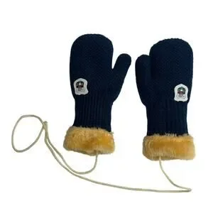 FS Jeans Toddler 1-2 YO Sherpa Lined Knit Mittens Blue Black Tan Winter Gloves