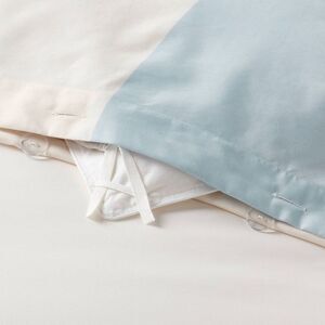 Full/Queen Cotton Blend Sateen Duvet Cover And Sha Ivory/White/Sage Green