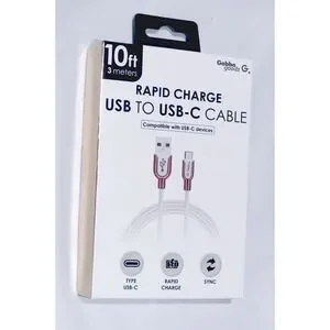 Gabba Goods Rapid Charge USB To USB-C Cable 10 Ft Long Compatible