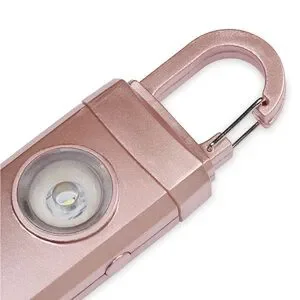 GAIAM Safety Alarm Keychain Rose Gold Strobe Light Backpack Charm NWT