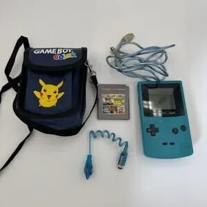 Game Boy Color Game Console Teal with Game snake light Case & More