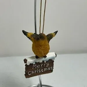 Ganz Merry Christmas Bird On A Snowy Sign Ornaments Lot Of 5 Resin