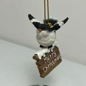 Ganz Merry Christmas Bird On A Snowy Sign Ornaments Lot Of 5 Resin
