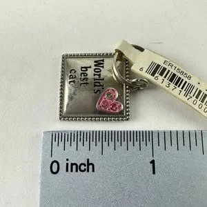 Ganz Silver Tone Collar Charm Pendant Square "World's Best Cat"