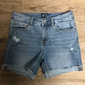 Gap Denim Stretch Midi Jean Shorts Girls Size 14 regular