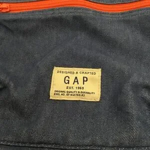 GAP Drawstring Soft Backpack Denim With Orange Drawstring