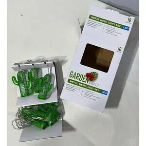 Garden Party Metal Mesh Light Set Green Cactus LED 5.5 Feet Warm White Lights