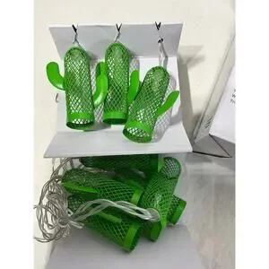 Garden Party Metal Mesh Light Set Green Cactus LED 5.5 Feet Warm White Lights