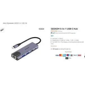 Geekom C2 USB‑C Multi‑Port Adapter (5‑in‑1 Hub)