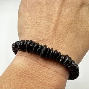 Genuine Graduated Garnet Disk beaded Stretchy Bracelet