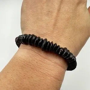 Genuine Graduated Garnet Disk beaded Stretchy Bracelet