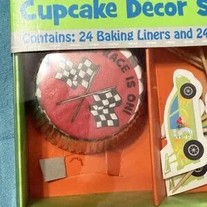 Get Set Go Cupcake Decor Set Race Car Liners And Car Picks Birthday Party