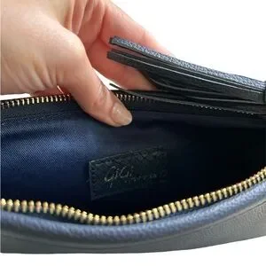GIGI New York Navy Embossed Python Leather Tassel Clutch