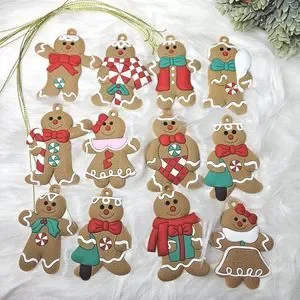 Gingerbread Cookies Ornaments Christmas Tree Hanging Pendant Decoration 12 Pcs