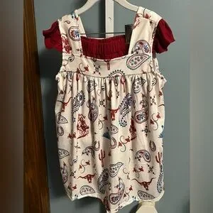 Girl Paisley and Western Ruffle 2 piece tank and short set NWOT Boutique