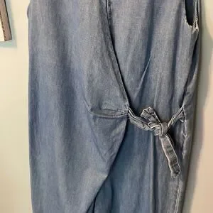 Girl's Zara Kids Denim Tie Jumper Jumpsuit Sz 13-14