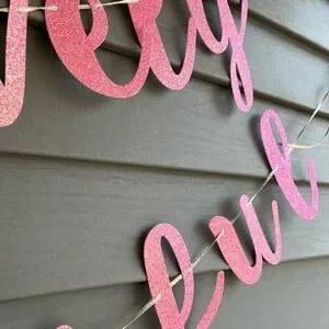 Girls First Birthday Decor Banner & Cake Candle