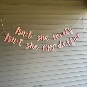 Girls First Birthday Decor Banner & Cake Candle
