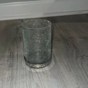 Glass With Metal Bottom Makeup Brush Holder