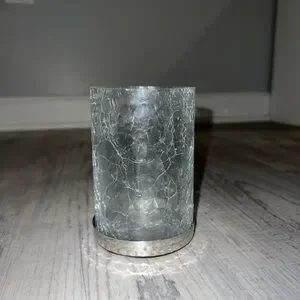 Glass with Metal Bottom Makeup Brush Holder