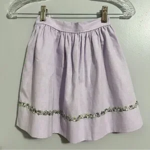 Glorimont girls purple skirt with floral trim elastic waist size 4