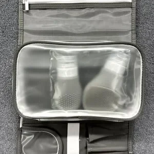 GoGo Travel Bag Hanging Toiletry Cosmetic Pouch Gray Compact Purse
